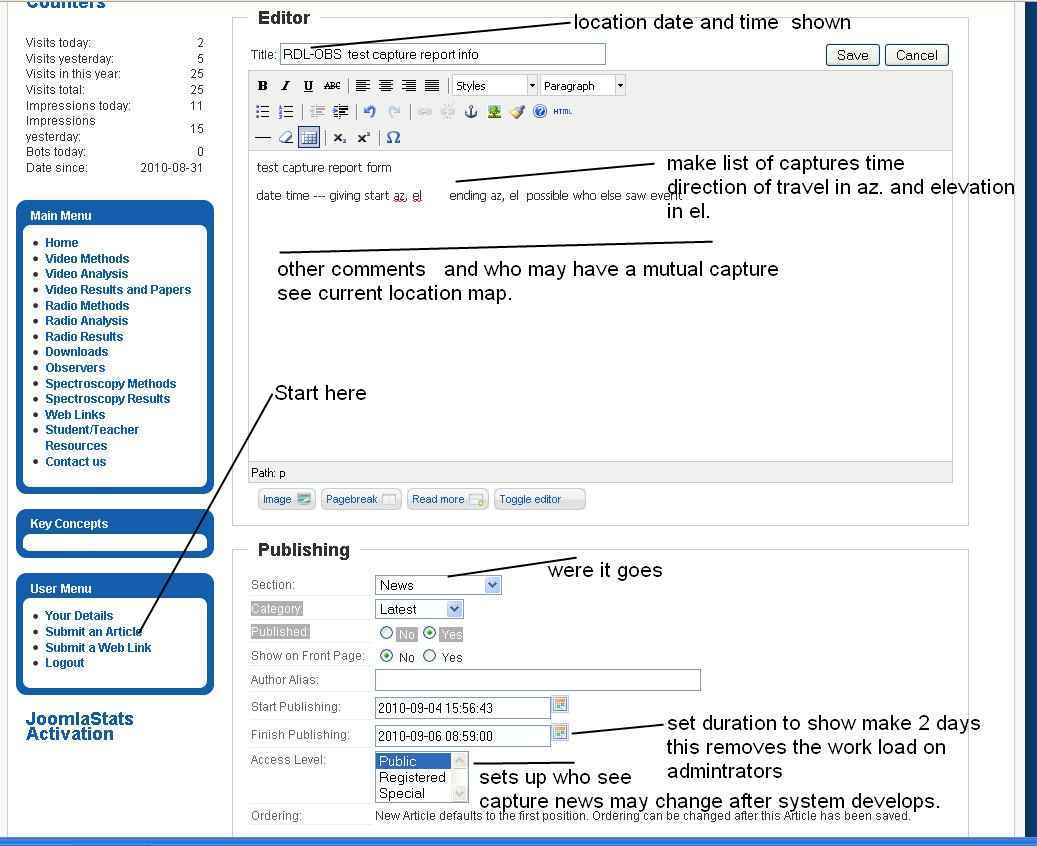 RDL-OBS    how to report captures